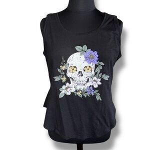 CCX Floral Skull Tank - XS Plus 14 Black